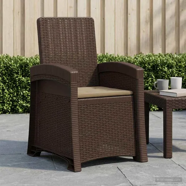 Chaise de jardin inclinable imitant le rotin Marron et taupe PP