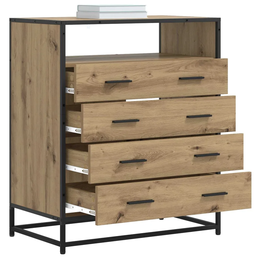 Armoire à tiroirs 4-Tiroir Chêne artisanal 70 x 41 x 83,5 cm - 2