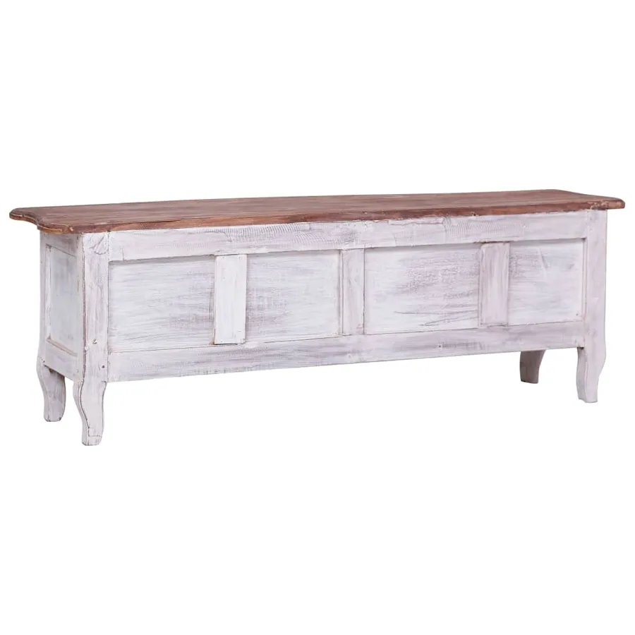 Meuble TV 120x30x40 cm blanc bois d'acajou massif - 4
