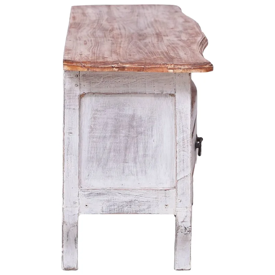 Meuble TV 120x30x40 cm blanc bois d'acajou massif - 5