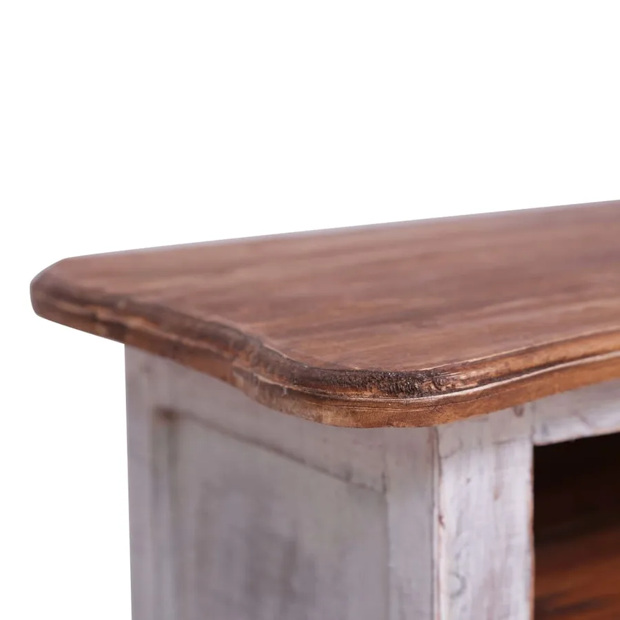 Meuble TV 120x30x40 cm blanc bois d'acajou massif - 8