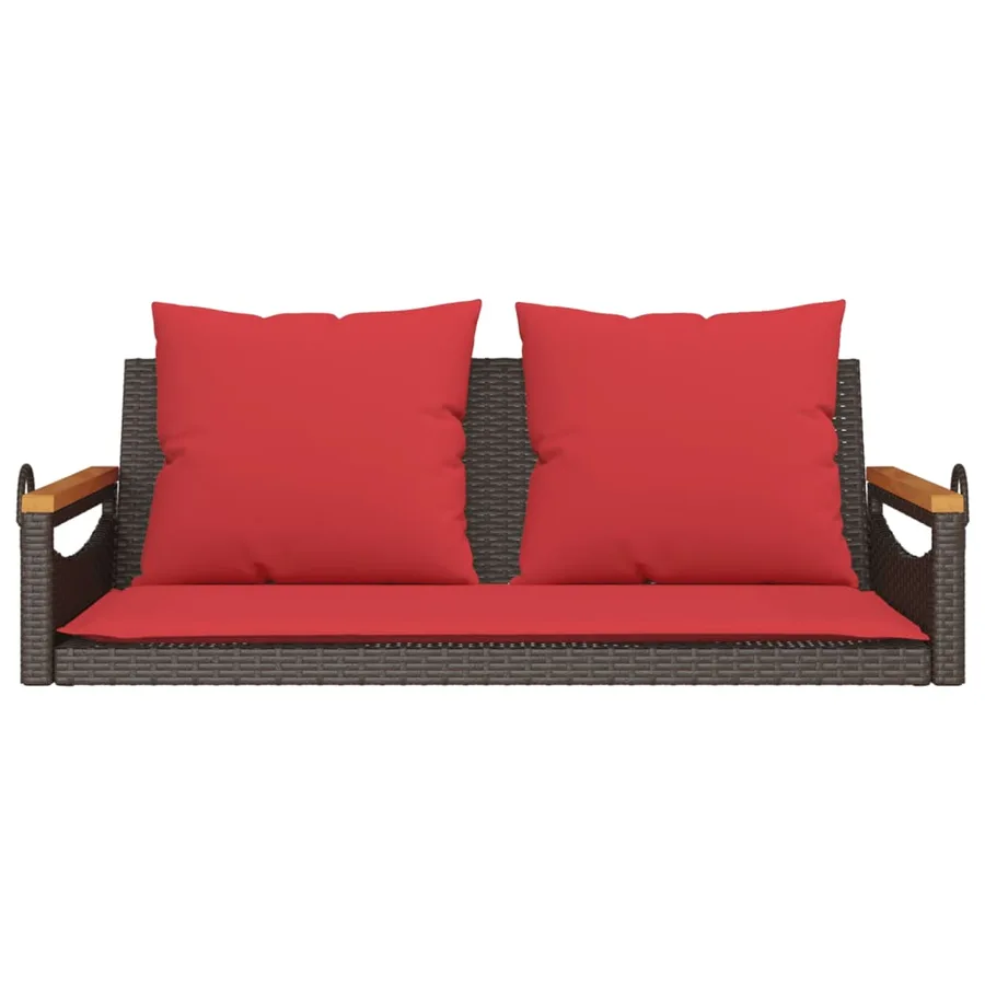 Balancelle avec coussins marron 109x62x40 cm résine tressée - 4
