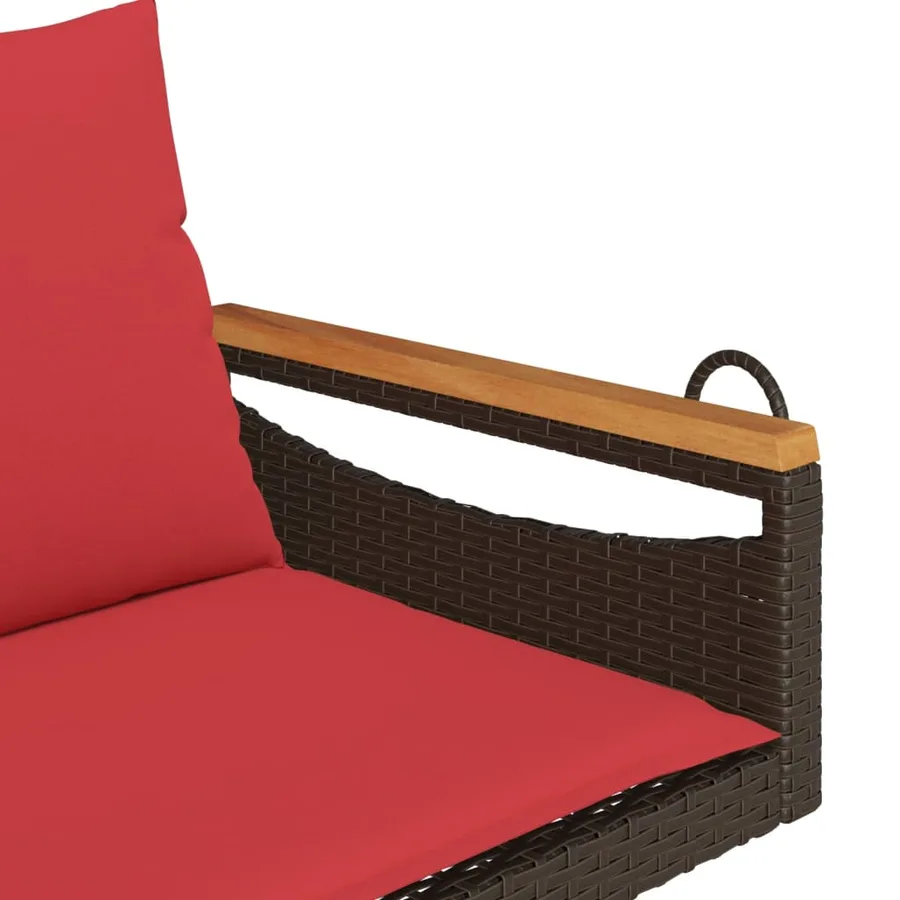 Balancelle avec coussins marron 109x62x40 cm résine tressée - 7