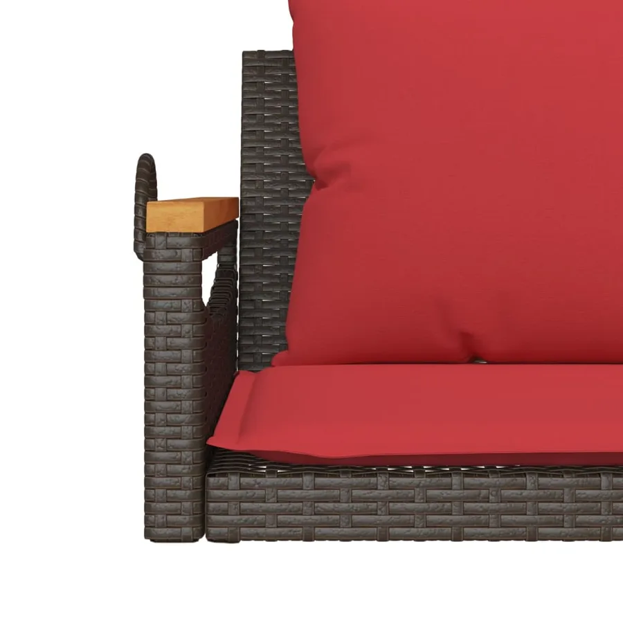Balancelle avec coussins marron 109x62x40 cm résine tressée - 8