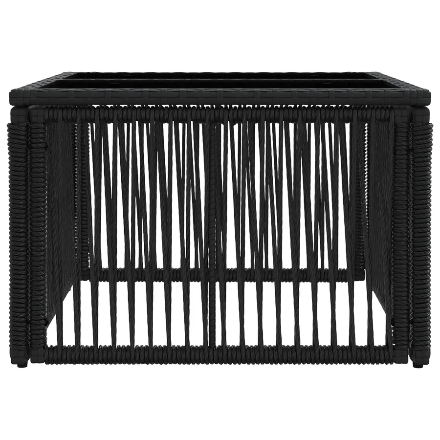 Table de Jardin Noir 55 x 55 x 37 cm Rattan PE et Verre - 3