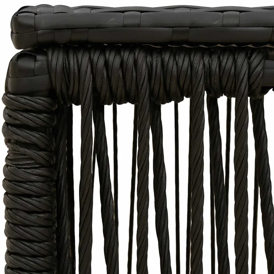 Table de Jardin Noir 55 x 55 x 37 cm Rattan PE et Verre - 5