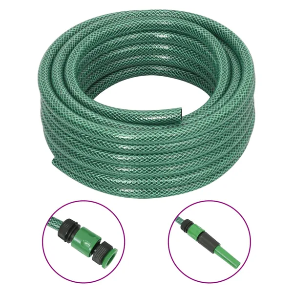 Tuyau d'arrosage avec jeu de raccords vert 0,5" 10 m PVC