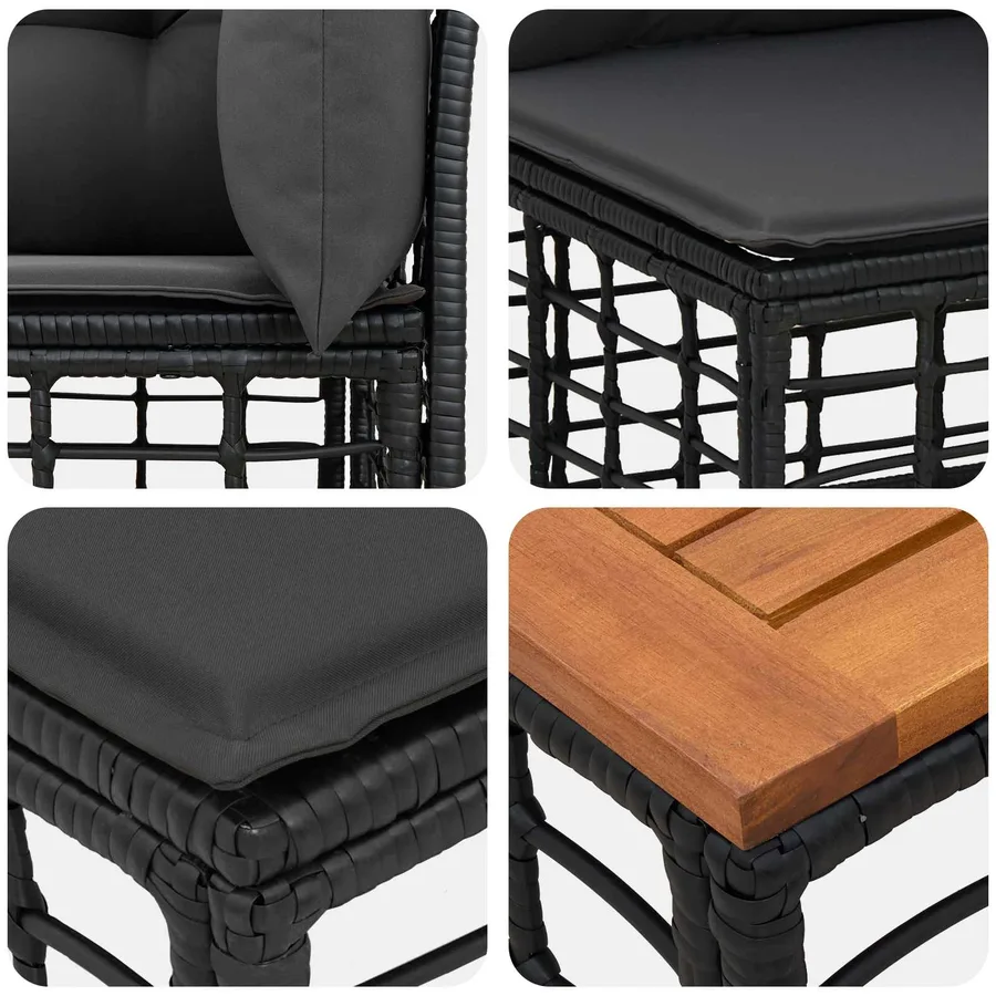 Ensemble de canapés d'extérieur 10 pcs Noir et Gris foncé - 9