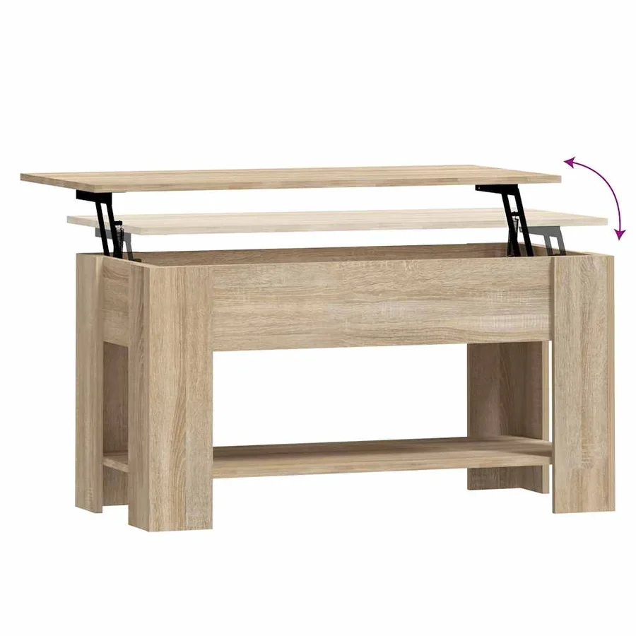 Table basse chêne sonoma 101x49x52 cm bois d'ingénierie - 8