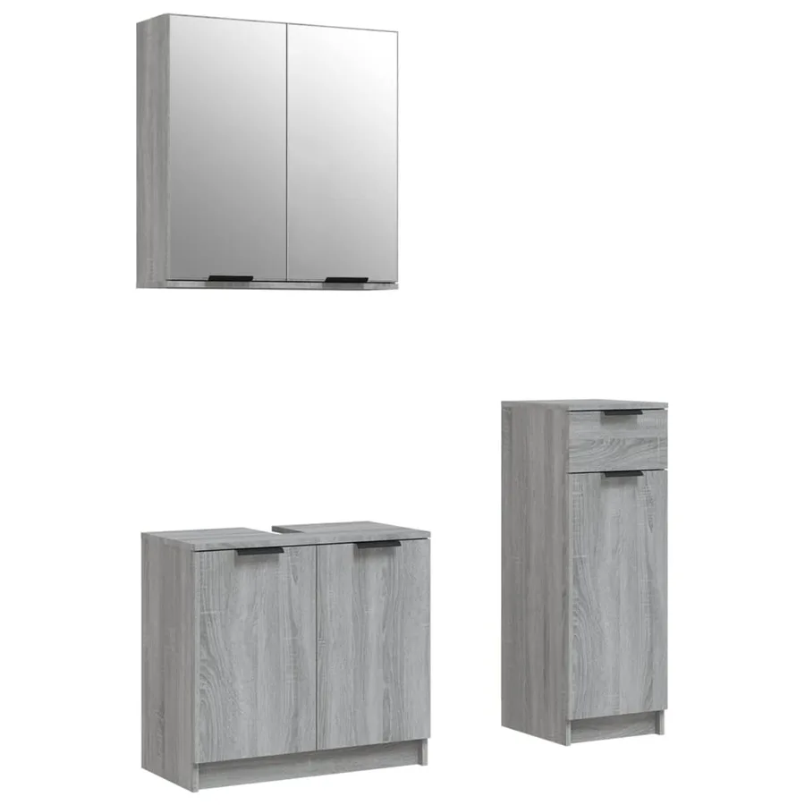 Ensemble d'armoires de salle de bain 3 pcs sonoma gris - 2