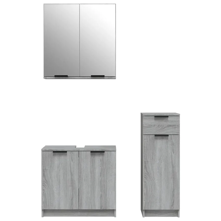 Ensemble d'armoires de salle de bain 3 pcs sonoma gris - 5