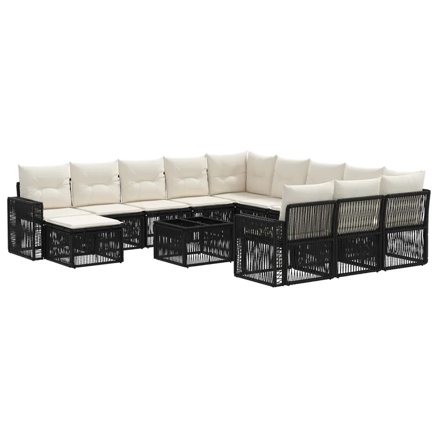Ensemble de canapé de jardin 13 pcs Noir et blanc crème - 2