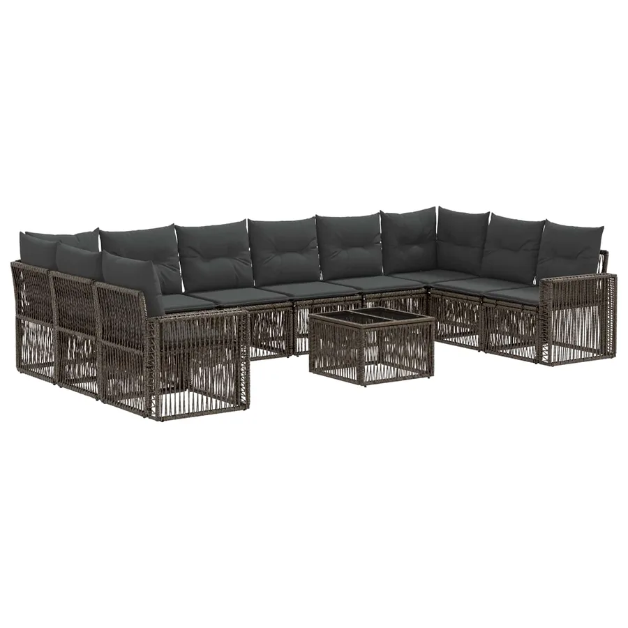 Ensemble de canapé de jardin 11 pcs Gris et Gris foncé - 2