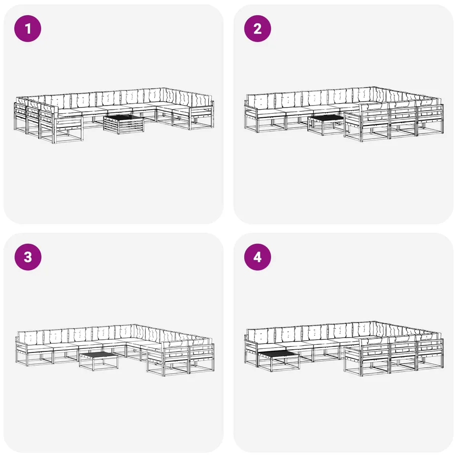 Ensemble de canapés d'extérieur 11 pcs Blanc et anthracite - 7
