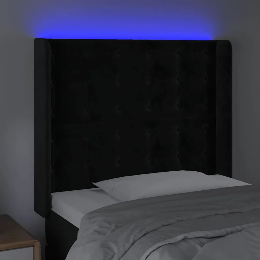 Tête de lit à LED Noir 83x16x118/128 cm Velours - 4