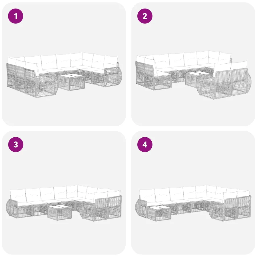 Ensemble de canapé de jardin 10 pcs Gris et Gris foncé - 8