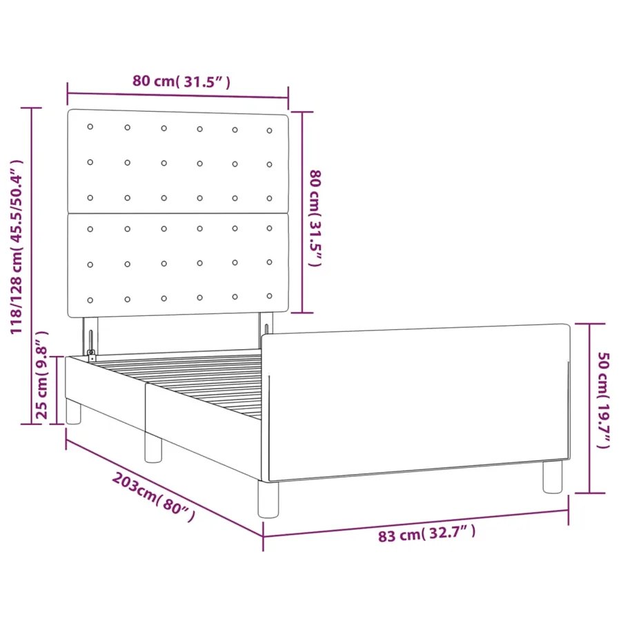 Cadre de lit sans matelas noir 80x200 cm velours - 14