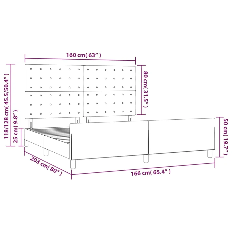 Cadre de lit sans matelas noir 160x200 cm velours - 14