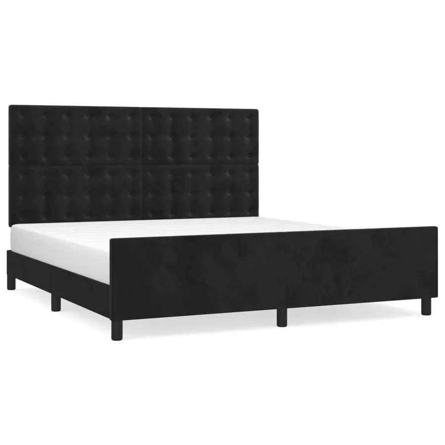Cadre de lit sans matelas noir 160x200 cm velours - 2