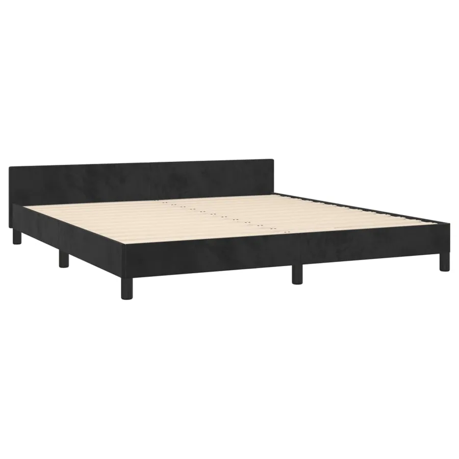 Cadre de lit sans matelas noir 160x200 cm velours - 5