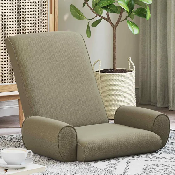 Fauteuil de sol ajustable Kaki Velours grainé