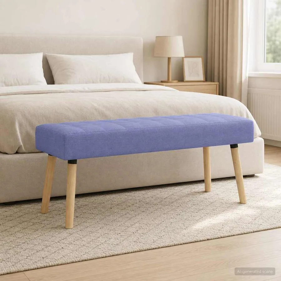 Banc capitonné canal Bleu denim 110 x 40 x 46 cm Tissu - 3