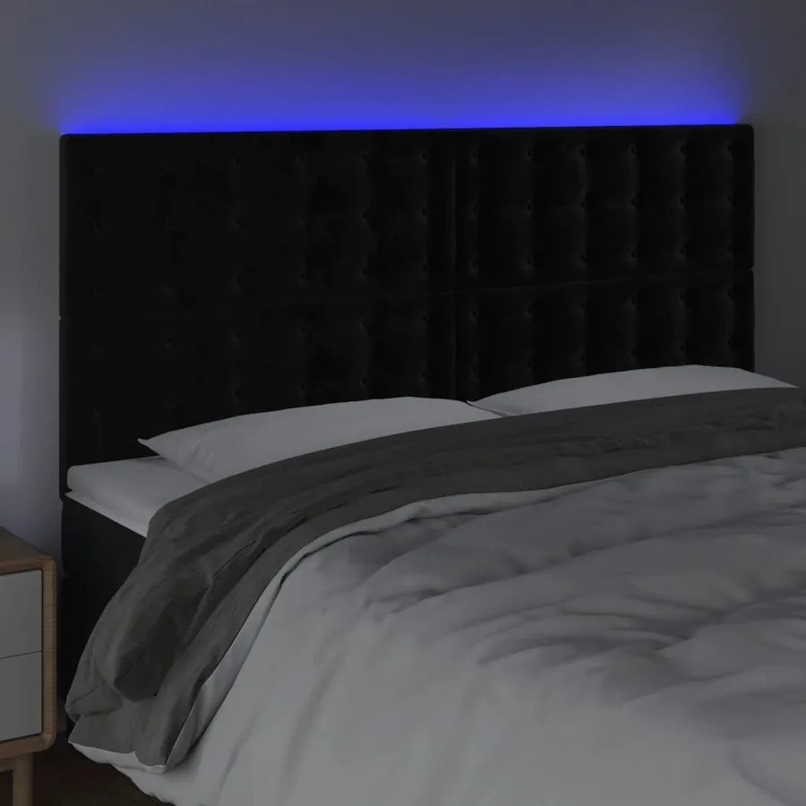 Tête de lit à LED Noir 160x5x118/128 cm Velours - 3