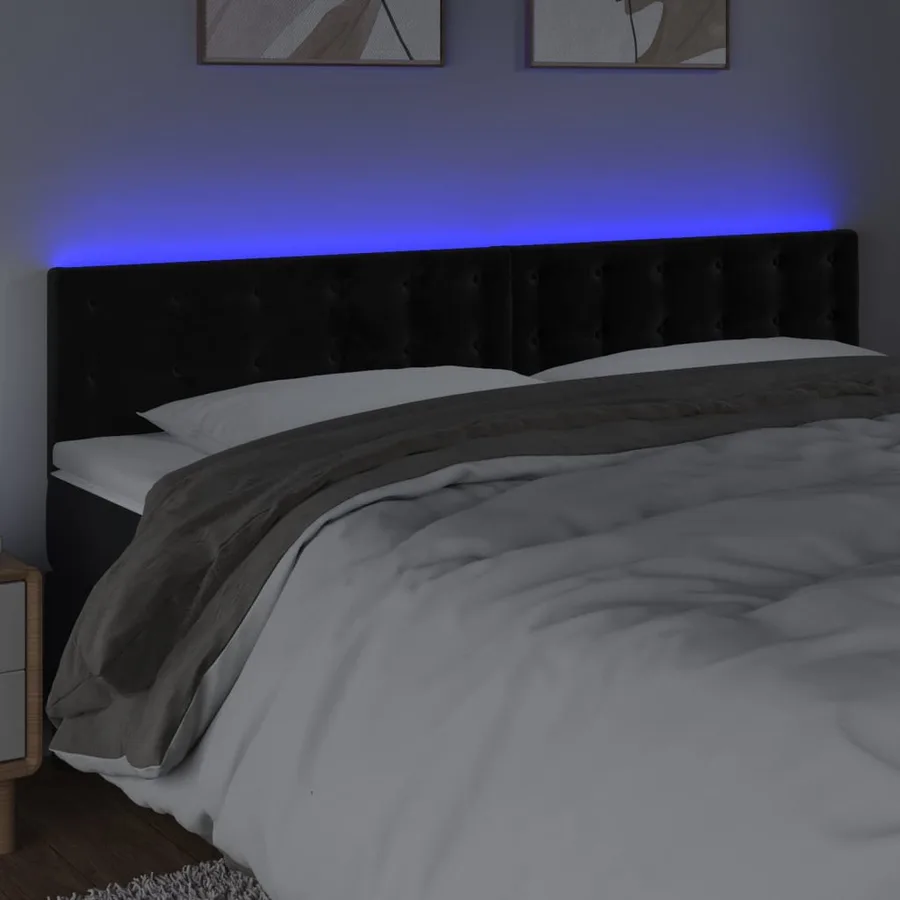 Tête de lit à LED Noir 160x5x78/88 cm Velours - 3
