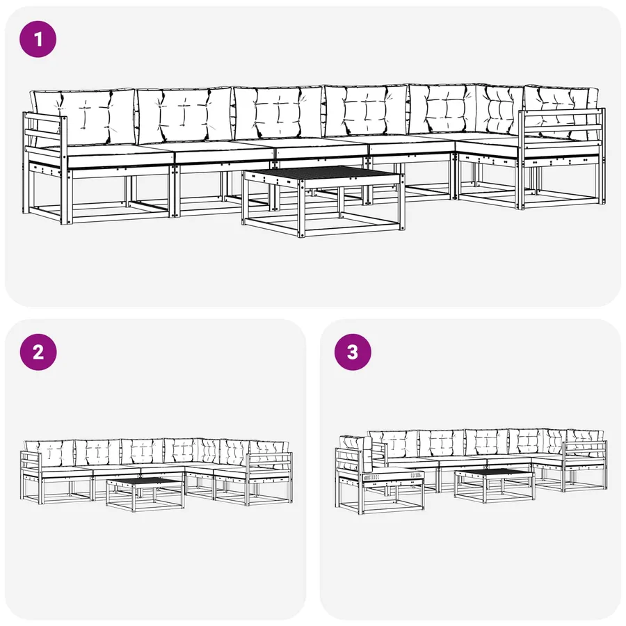 Ensemble de canapés d'extérieur 7 pcs Blanc et Beige - 7