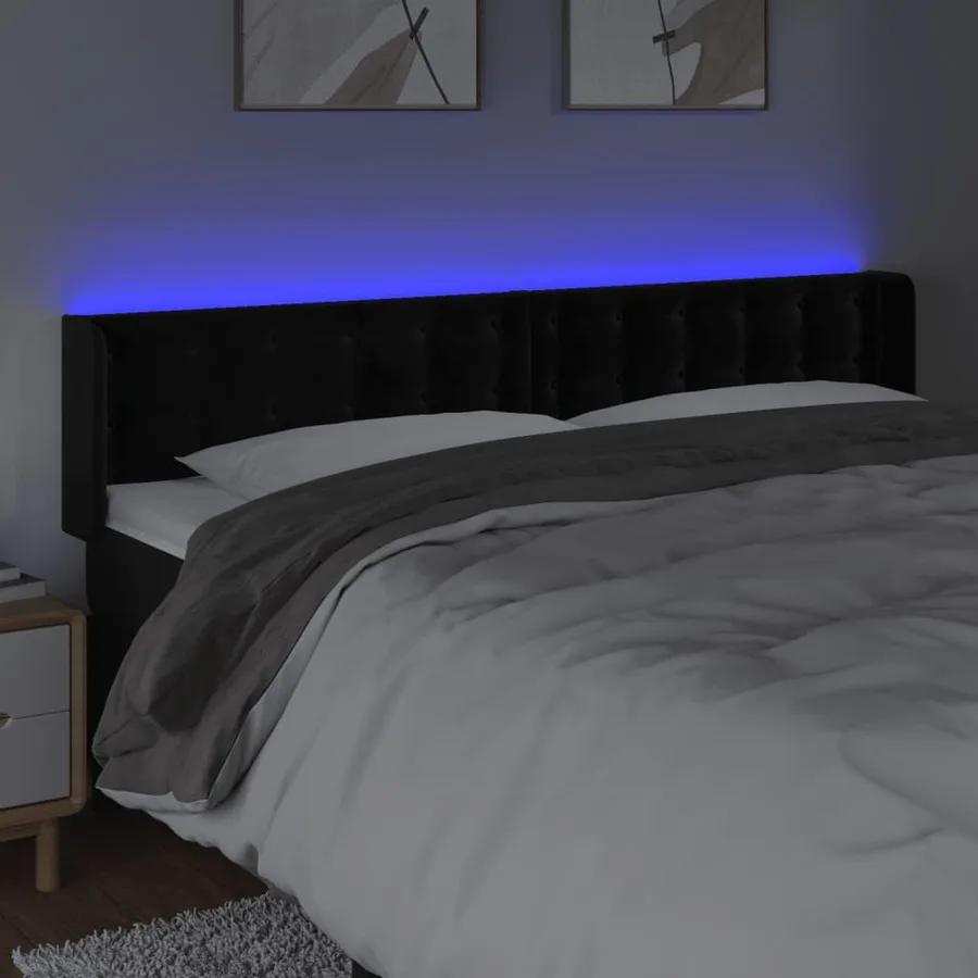 Tête de lit à LED Noir 163x16x78/88 cm Velours - 4