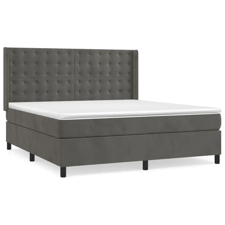 Sommier à lattes de lit et matelas Gris foncé 160x200cm Velours - 2