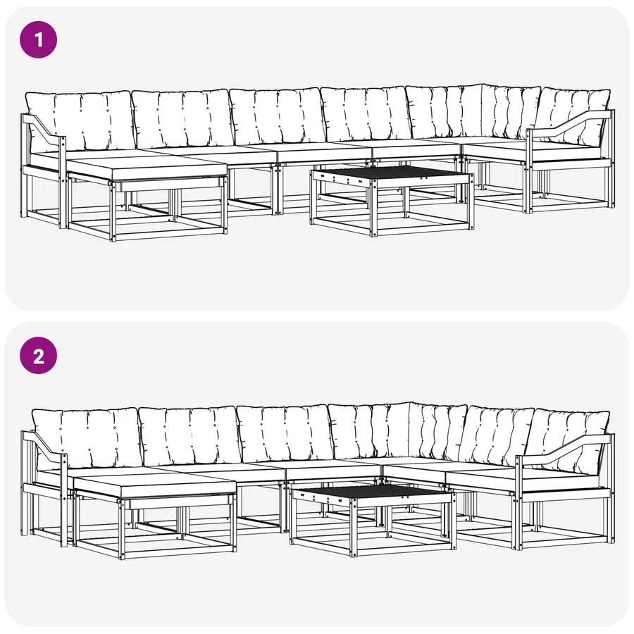 Ensemble de canapés d'extérieur 8 pcs Blanc et crème - 11