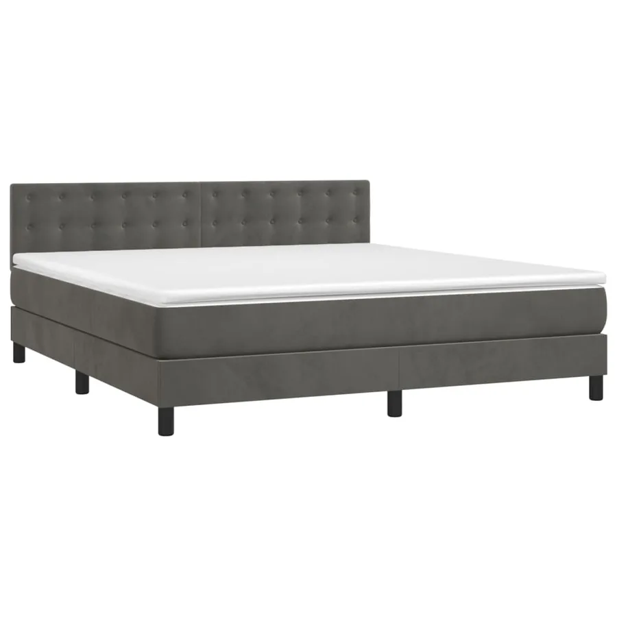 Sommier à lattes de lit matelas et LED Gris foncé 160x200 cm - 3