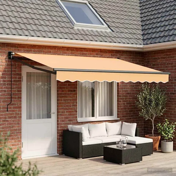 Auvent rétractable Sable 4 × 3 m 100% Polyester et Aluminium