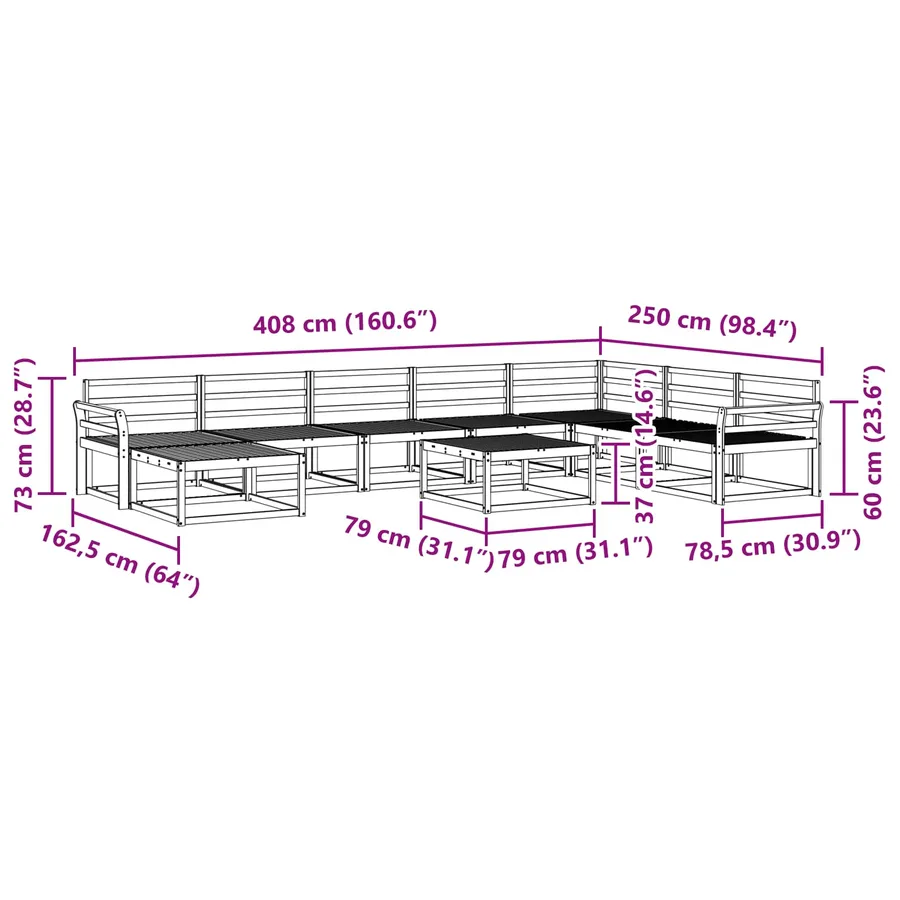 Ensemble de canapés d'extérieur 9 pcs Blanc - 9