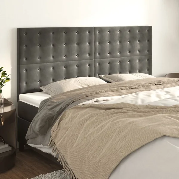 Tête de lit Gris foncé 160 x 5 x 118/128 cm Velours