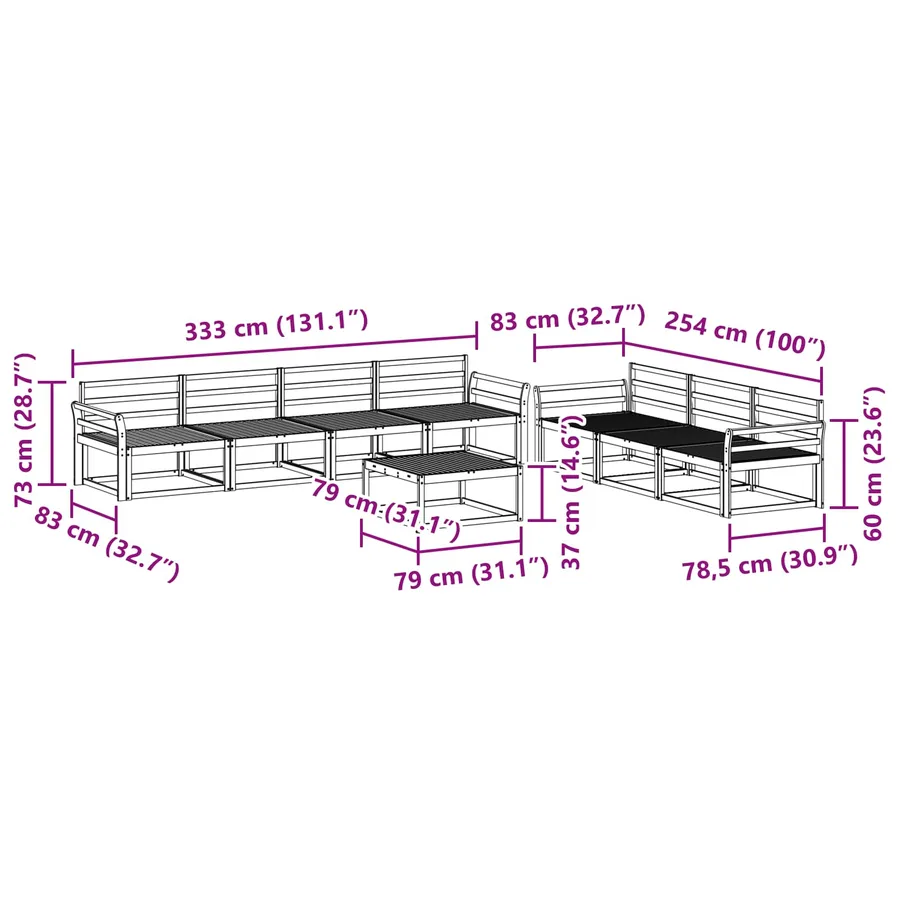 Ensemble de canapés d'extérieur 8 pcs Blanc - 8