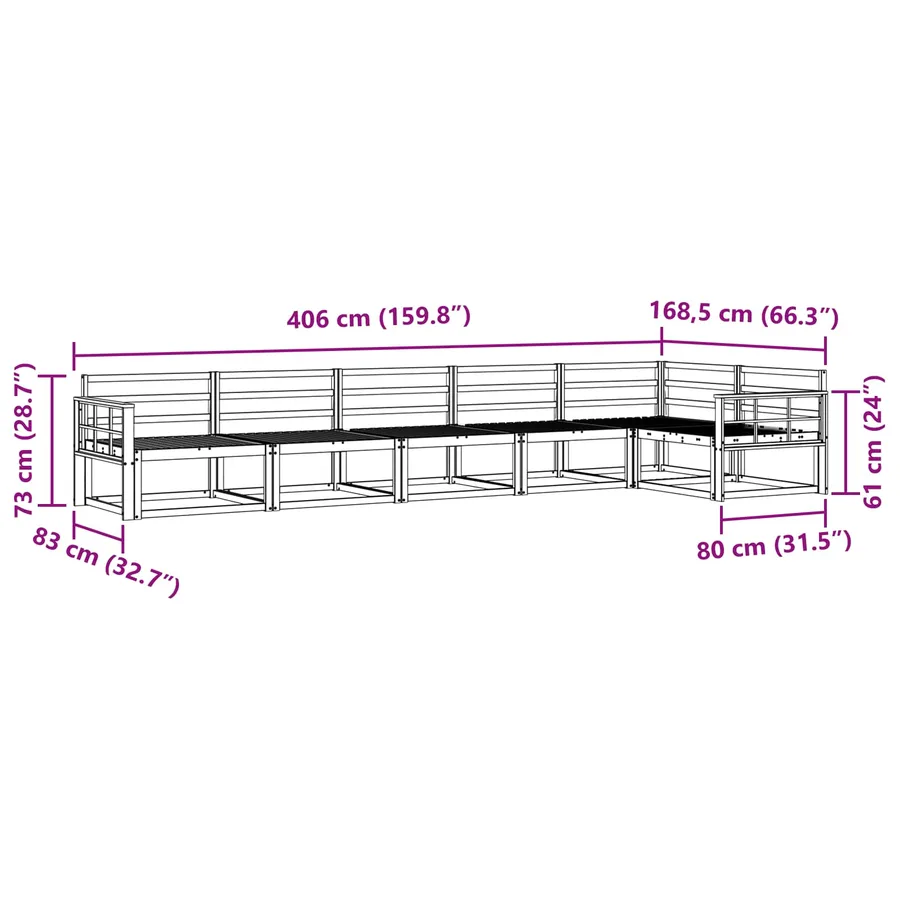 Ensemble de canapés d'extérieur 6 pcs Blanc 406 x 168,5 x 73 cm - 7