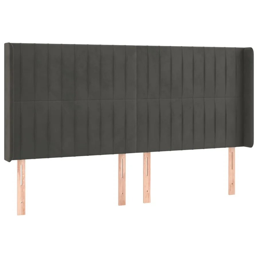 Tête de lit à LED Gris foncé 163x16x118/128 cm Velours - 3