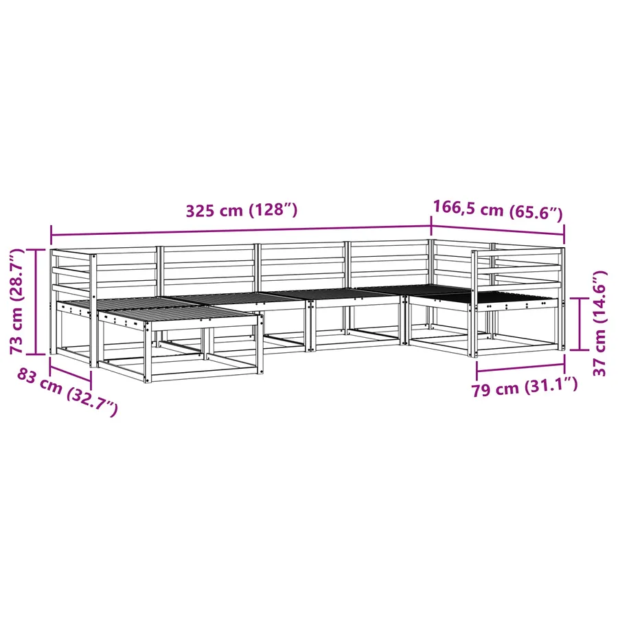 Ensemble de canapés d'extérieur 6 pcs Blanc 325 x 166,5 x 73 cm - 8