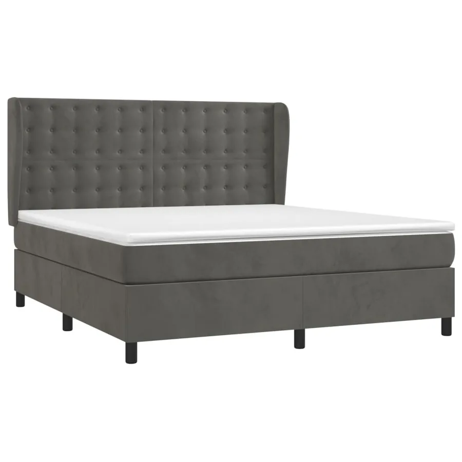 Sommier à lattes de lit et matelas Gris foncé 160x200cm Velours - 3