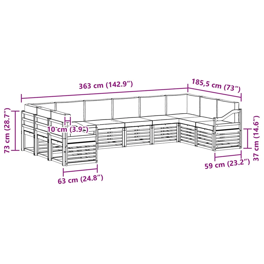 Ensemble de canapé d'angle 10 pcs Blanc et Beige - 8