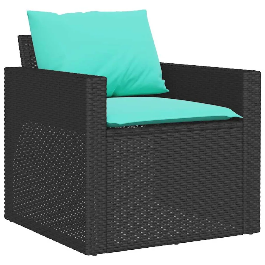 Salon de jardin 4 pcs avec coussins noir résine tressée - 4
