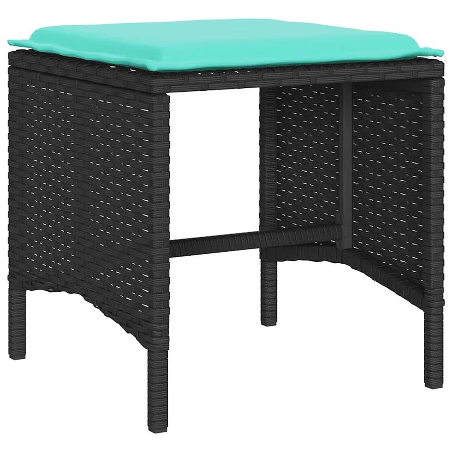 Salon de jardin 4 pcs avec coussins noir résine tressée - 5