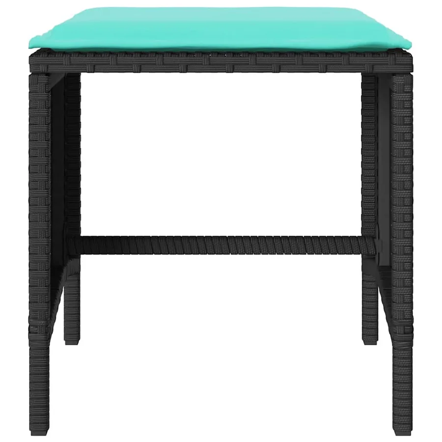 Salon de jardin 4 pcs avec coussins noir résine tressée - 7