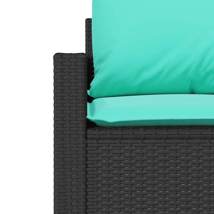 Salon de jardin 4 pcs avec coussins noir résine tressée - 8