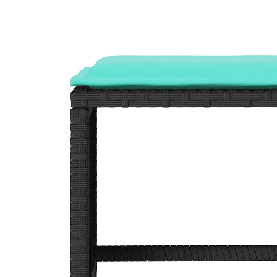 Salon de jardin 4 pcs avec coussins noir résine tressée - 9