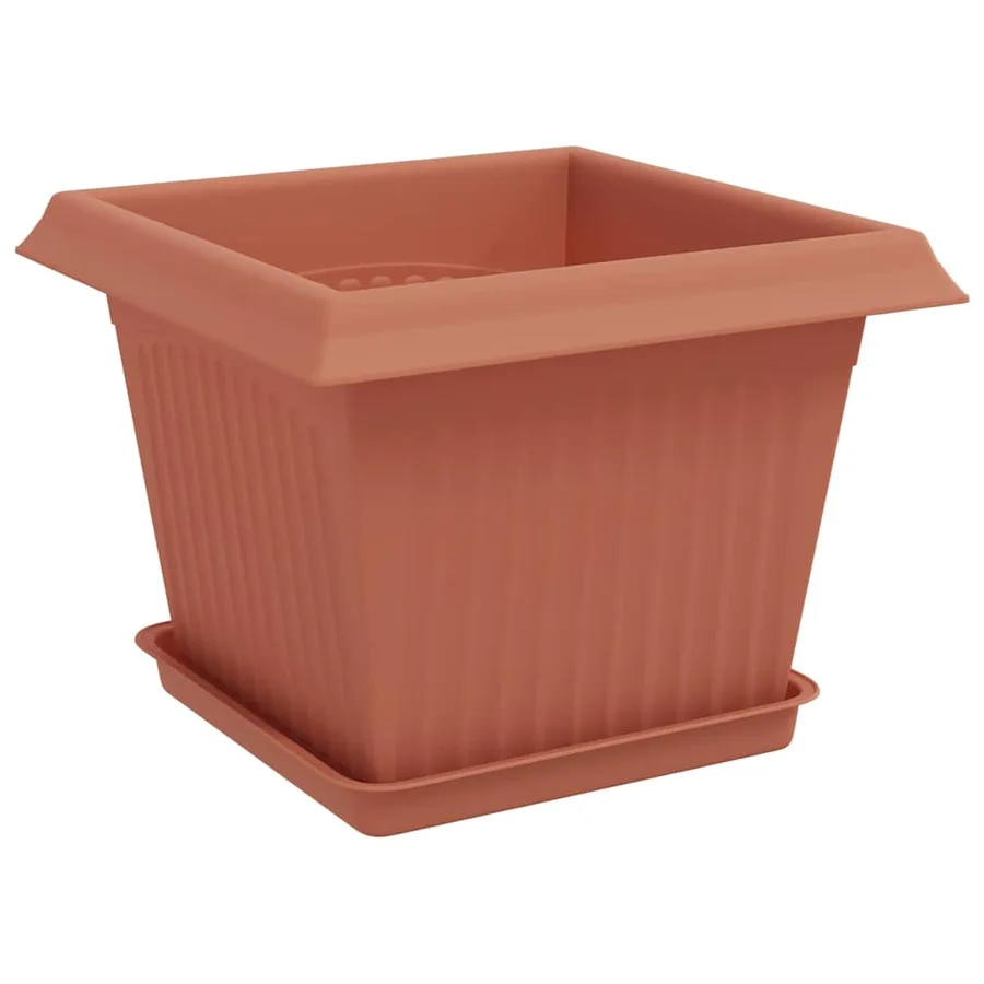 Pots de plantes 24 pcs Rouge brique 23 x 23 x 17,5 cm Plastique - 5