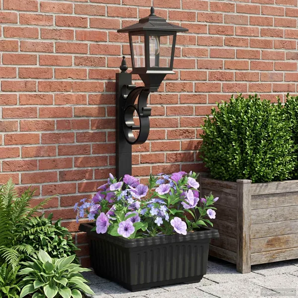 Luminaire de Bornes avec Planteur Noir 29 x 28 x 74 cm