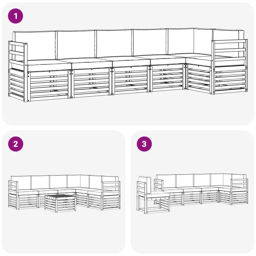 Ensemble de canapés d'extérieur 6 pcs Blanc et anthracite - 7